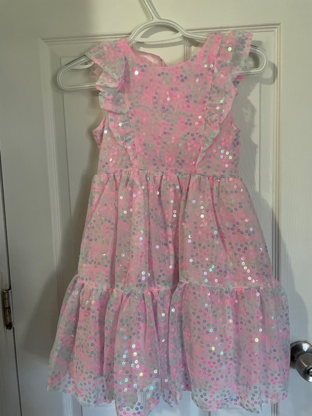 Kensie Girl Pink Sequin Floral Tiered Dress